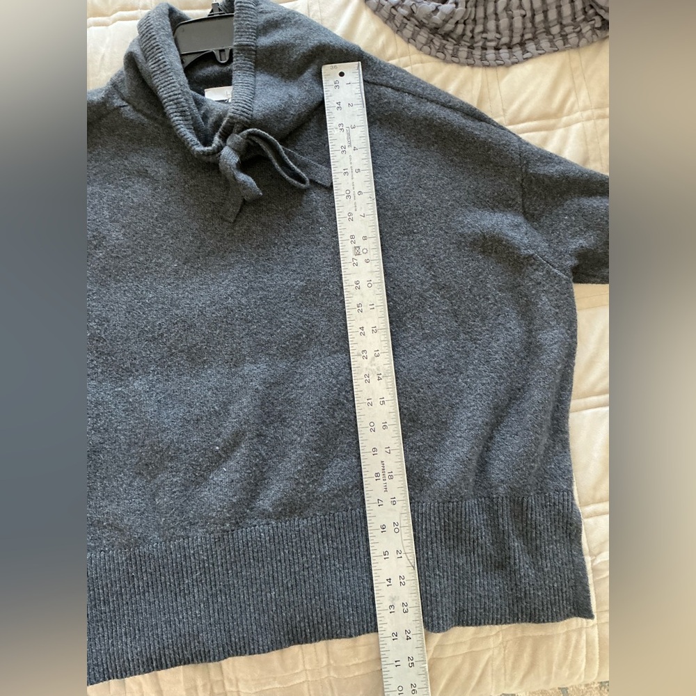 Loft Gray Drawstring Neck Poncho Sweater - Picture 6 of 6